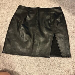 Lulu's Sleek Black Leather-Style Skirt